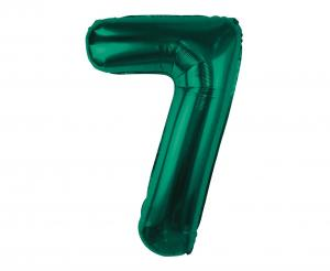 Balon foliowy cyfra zieleń butelkowa "7" 85 cm