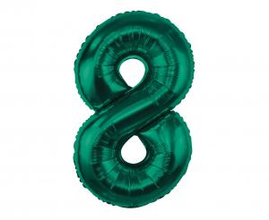 Balon foliowy cyfra zieleń butelkowa "8" 85 cm