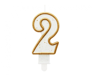 Świeczka cyferka 2, Złoty kontur