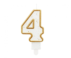 Świeczka cyferka 4, Złoty kontur
