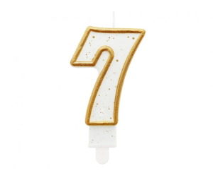 Świeczka cyferka 7, Złoty kontur 