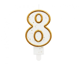 Świeczka cyferka 8, Złoty kontur
