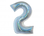 Balon foliowy cyfra holograficzna "2" 76 cm