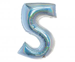 Balon foliowy cyfra holograficzna "5" 76 cm