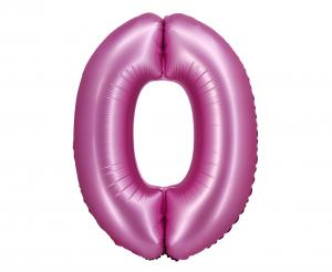 Balon foliowy cyfra 0 satynowy różowy 76 cm - dekoracja urodzinowa od Zabawne Wydry Tychy, Katowice, Śląsk