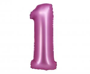 Balon foliowy cyfra 1 satynowy różowy 76 cm - dekoracja urodzinowa od Zabawne Wydry Tychy, Katowice, Śląsk