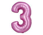 Balon foliowy cyfra ciemnoróżowa "3" 76 cm
