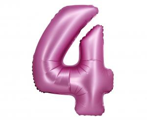 Balon foliowy cyfra 4 satynowy różowy 76 cm - dekoracja urodzinowa od Zabawne Wydry Tychy, Katowice, Śląsk