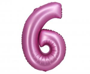 Balon foliowy cyfra 6 satynowy różowy 76 cm - dekoracja urodzinowa od Zabawne Wydry Tychy, Katowice, Śląsk