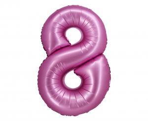 Balon foliowy cyfra 8 satynowy różowy 76 cm - dekoracja urodzinowa od Zabawne Wydry Tychy, Katowice, Śląsk