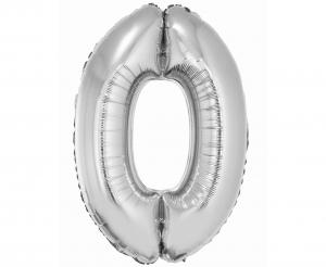 Balon foliowy cyfra srebrna "0" 76 cm