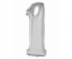 Balon foliowy cyfra srebrna "1" 76 cm