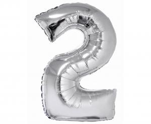 Balon foliowy cyfra srebrna "2" 76 cm