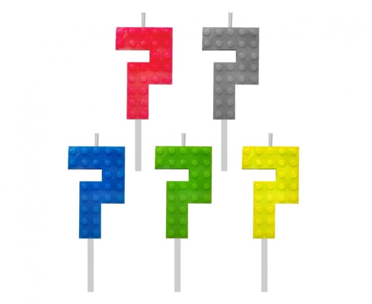Zabawna Świeczka urodzinowa cyfra 7 klocki lego w 5 kolorach, idealna na jubileusze i rocznice. Doskonała dekoracja tortu na każde przyjęcie. Sprawdź w Zabawnych Wydrach w Tychach.