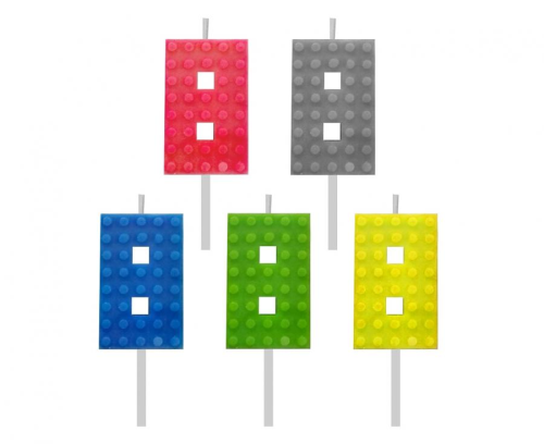 Zabawna Świeczka urodzinowa cyfra 8 klocki lego w 5 kolorach, idealna na jubileusze i rocznice. Doskonała dekoracja tortu na każde przyjęcie. Sprawdź w Zabawnych Wydrach w Tychach.