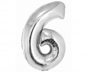 Balon foliowy cyfra srebrna "6" 76 cm