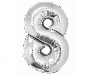 Balon foliowy cyfra 8 srebrna 76 cm - dekoracja urodzinowa od Zabawne Wydry Tychy, Katowice, Śląsk
