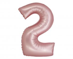 Balon foliowy cyfra 2 jasnoróżowy matowy 76 cm - dekoracja urodzinowa od Zabawne Wydry Tychy, Katowice, Śląsk