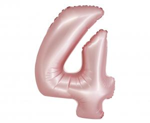 Balon foliowy cyfra 4 jasnoróżowy matowy 76 cm - dekoracja urodzinowa od Zabawne Wydry Tychy, Katowice, Śląsk