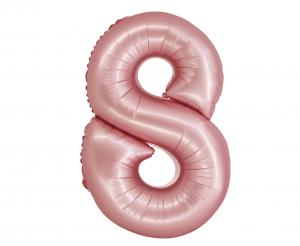 Balon foliowy cyfra 8 jasnoróżowy matowy 76 cm - dekoracja urodzinowa od Zabawne Wydry Tychy, Katowice, Śląsk
