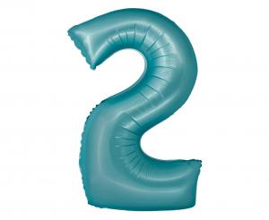 Balon foliowy cyfra 2 jasnoniebieski matowy 76 cm - dekoracja urodzinowa od Zabawne Wydry Tychy, Lędziny, Mysłowice