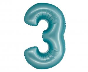Balon foliowy cyfra 3 jasnoniebieski matowy 76 cm - dekoracja urodzinowa od Zabawne Wydry Tychy, Lędziny, Mysłowice