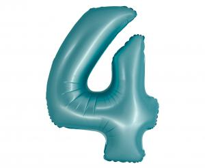 Balon foliowy cyfra 4 jasnoniebieski matowy 76 cm - dekoracja urodzinowa od Zabawne Wydry Tychy, Katowice, Śląsk
