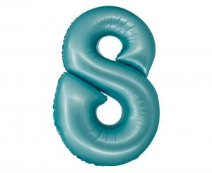 Balon foliowy cyfra 8 jasnoniebieski matowy 76 cm - dekoracja urodzinowa od Zabawne Wydry Tychy, Lędziny, Mysłowice