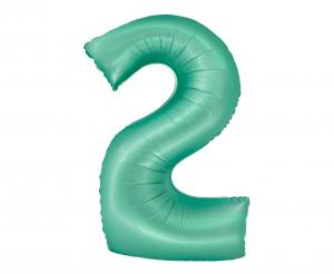 Balon foliowy cyfra 2 miętowy matowy 76 cm - dekoracja urodzinowa od Zabawne Wydry Tychy, Lędziny, Mysłowice