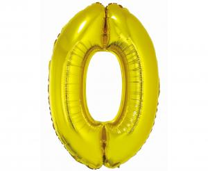 Balon foliowy cyfra złota "0" 76 cm