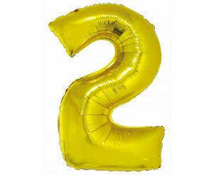 Balon foliowy cyfra złota  "2" 76 cm