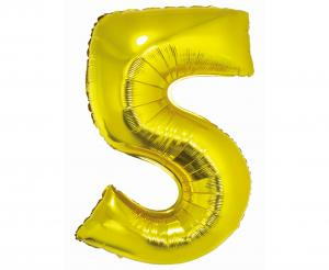 Balon foliowy cyfra złota "5" 76 cm