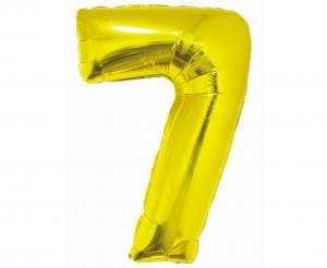 Balon foliowy cyfra 7 złota 76 cm - dekoracja urodzinowa od Zabawne Wydry Tychy, Lędziny, Mysłowice