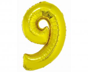Balon foliowy cyfra złota "9" 76 cm