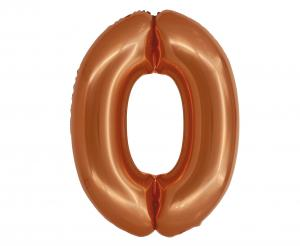 Balon foliowy cyfra miedziana "0" 76 cm
