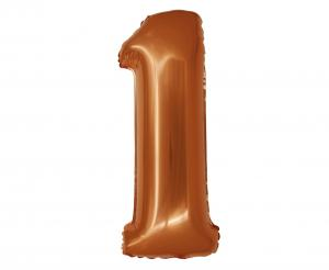Balon foliowy cyfra 1 miedziana 76 cm - dekoracja urodzinowa od Zabawne Wydry Tychy, Mikołów, Bieruń