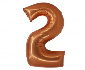 Balon foliowy cyfra 2 miedziana 85 cm - dekoracja urodzinowa od Zabawne Wydry Tychy, Mikołów, Bieruń