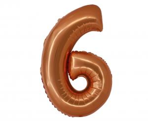Balon foliowy cyfra 6 miedziana 76 cm - dekoracja urodzinowa od Zabawne Wydry Tychy, Mikołów, Bieruń