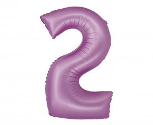 Balon foliowy cyfra 2 lawendowy matowy 76 cm - dekoracja urodzinowa od Zabawne Wydry Tychy, Lędziny, Mysłowice