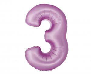 Balon foliowy cyfra 3 lawendowy matowy 76 cm - dekoracja urodzinowa od Zabawne Wydry Tychy, Lędziny, Mysłowice