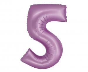 Balon foliowy cyfra 5 lawendowy matowy 76 cm - dekoracja urodzinowa od Zabawne Wydry Tychy, Lędziny, Mysłowice