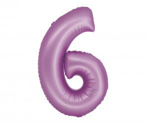 Balon foliowy cyfra 6 lawendowy matowy 76 cm - dekoracja urodzinowa od Zabawne Wydry Tychy, Lędziny, Mysłowice