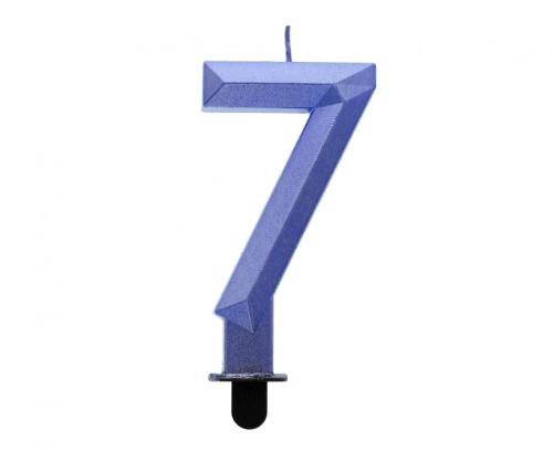 Świeczka urodzinowa na tort cyferka „7”, Diament ciemnoniebieska metalik – Sklep Zabawne Wydry Tychy i okolice