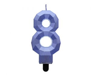 Świeczka cyferka 8, Diament niebieska