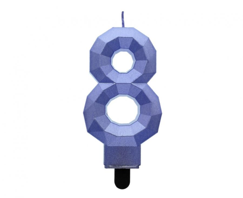 Świeczka urodzinowa na tort cyferka „8”, Diament ciemnoniebieska metalik – Sklep Zabawne Wydry Tychy i okolice