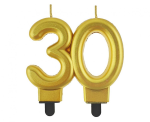 Świeczka cyferka 30, Złota metalik