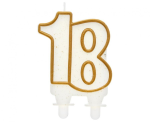 Świeczka cyferka 18, Złoty kontur