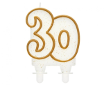 Świeczka cyferka 30, Złoty kontur