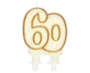 Świeczka cyferka 60, Złoty kontur