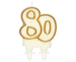 Świeczka cyferka 80, Złoty kontur